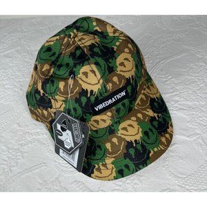 Vibedration Smiley Camo Hat Adjustable Unisex Baseball Cap NWT